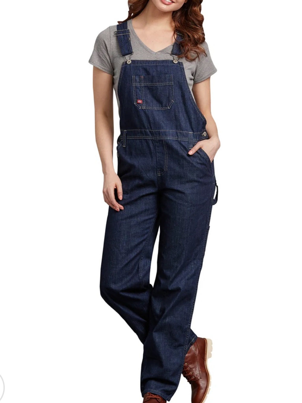 Dickies' Women's Denim Bib Overall Dark Blue Denim Overalls Casual Workwear XL